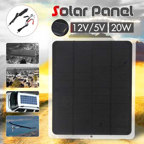 20W Output 12V / 5V Solar Panel Car Charger Outdoor Charger