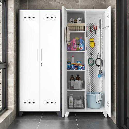 菲利特家政柜拖把扫帚保洁工具收纳柜户外阳台储物清洁柜带洞洞板