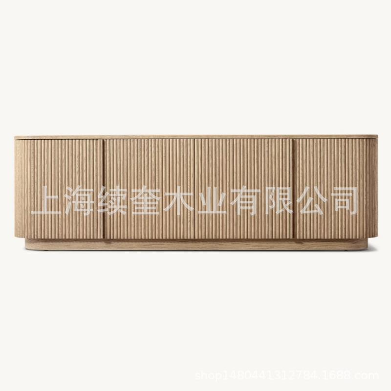 RH美式实木储物电视柜收纳储物柜一体家具民宿客厅边柜出口供应商