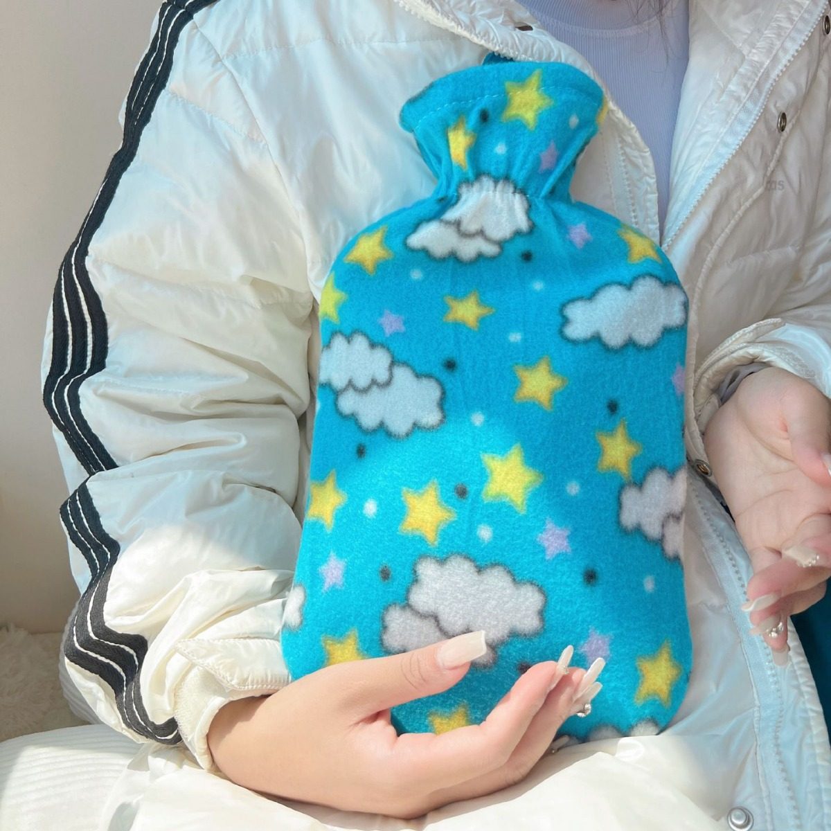 老式双面斜纹充水暖手袋大容量灌水暖水袋加厚家用暖脚注水热水袋