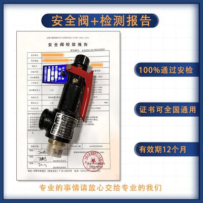 A27系列储气罐安全阀代检测 带效验报告 正规有效安检合格证 ISO