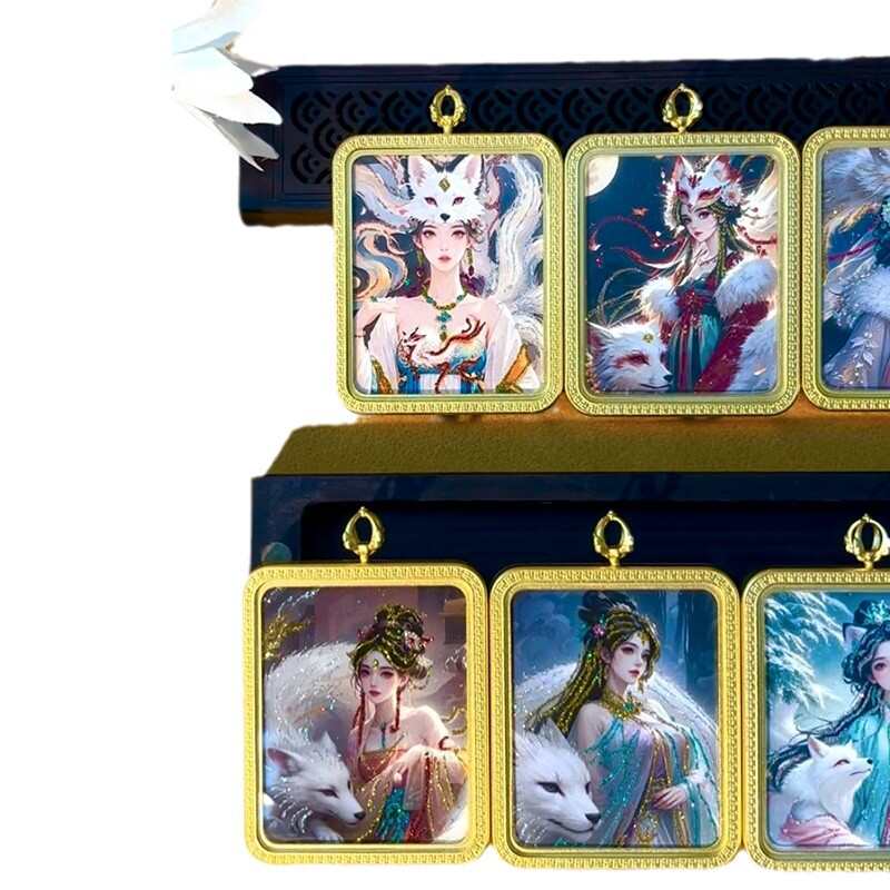 2025年藏式九尾狐仙民族风唐卡半手绘描金洒金唐卡嘎桃花男女通用