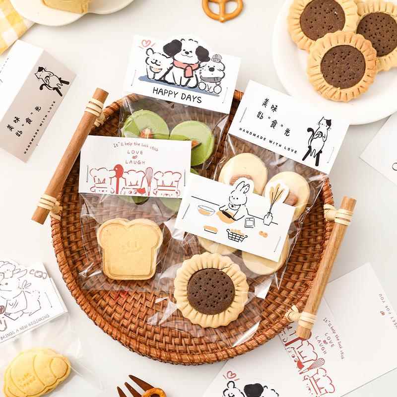 曲奇饼干包装袋卡头糖果烘焙零食透明塑料贴纸食品雪花酥蛋糕打包