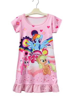 夏季女童连衣裙睡裙家居服儿童裙子my little pony小马宝莉公主裙