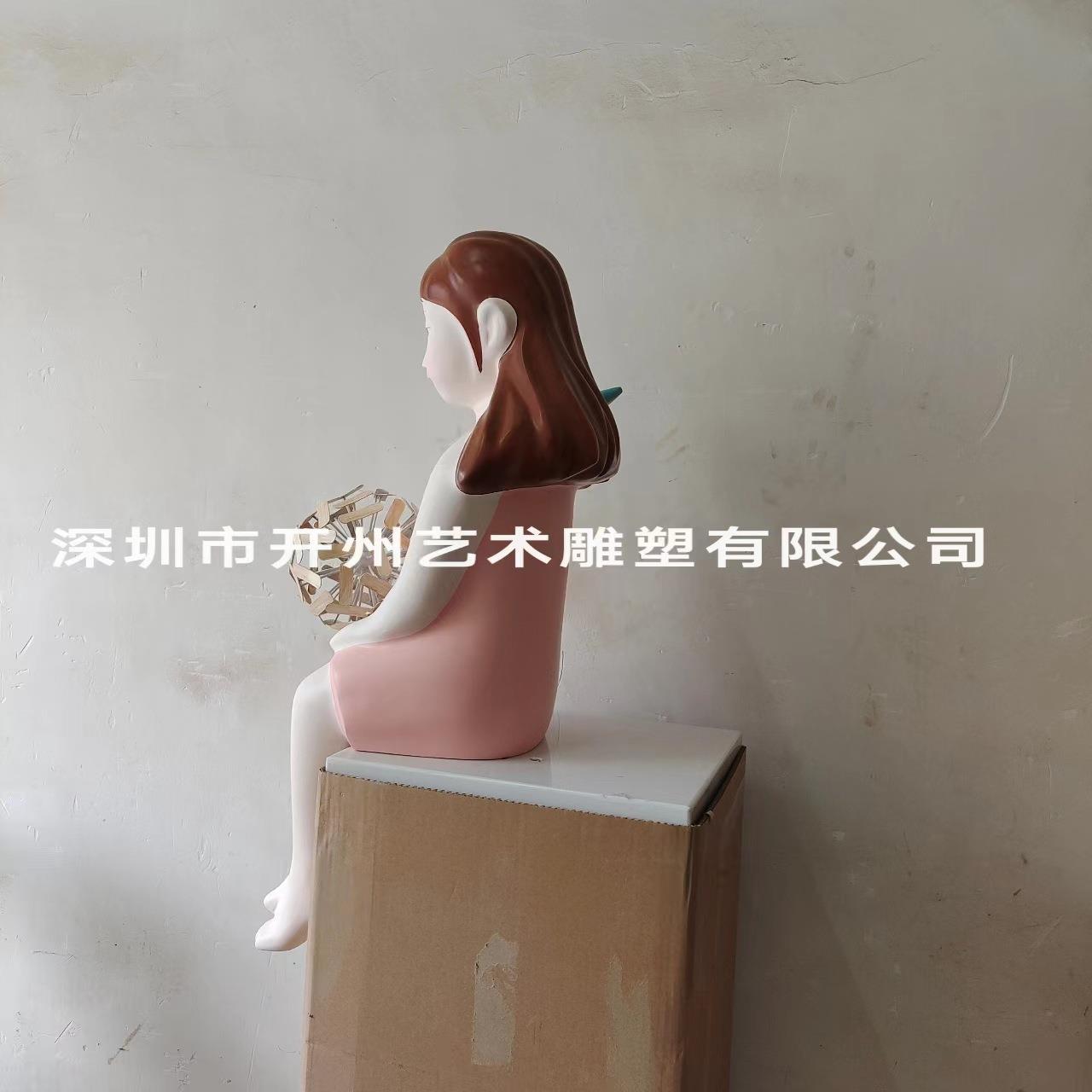 创意抽象人物酒店大堂迎宾落地女孩摆件售楼处软装饰品雕塑艺术品