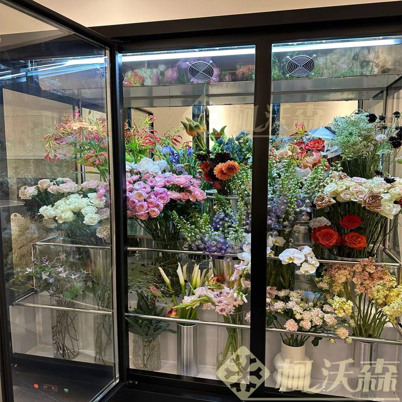 立式花艺展示冷藏柜商用鲜花储存冷柜 风冷式多门花店冷藏展示柜