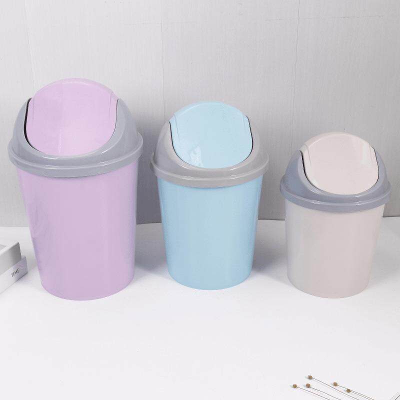 New Covered Flip-Top Trash Can, Creative Household Round Was