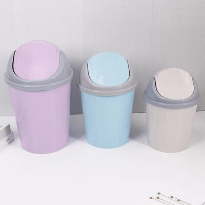 New Covered Flip-Top Trash Can, Creative Household Round Was