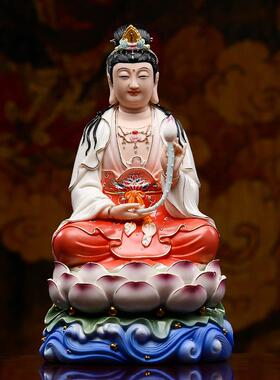 佛像大势至坐莲观音菩萨描金供奉客厅店铺工艺品家用饰品陶瓷摆件