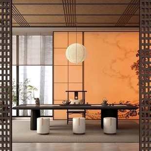 聚百易现代轻奢实木大茶桌椅组合宋代美学高级感办公室茶台2025新