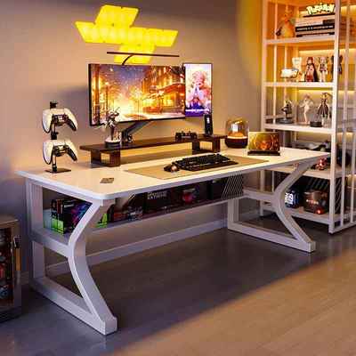 白色电脑桌台式家用电竞桌卧室书桌写字桌简约工作台成人办公桌子