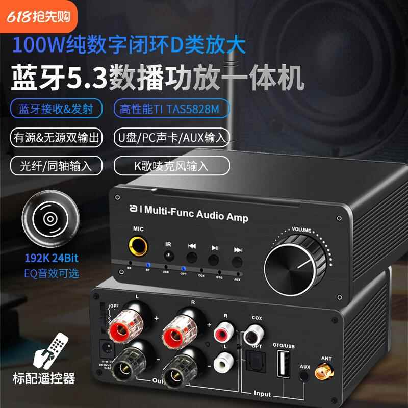 新款迷你蓝牙功放机小型数字大功率家用音箱蓝牙接收发射器一体机