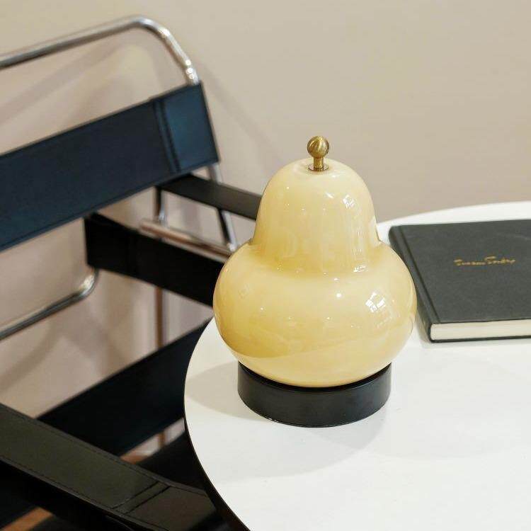 奶油梨子台灯日式法式客厅卧室床头充电触摸小夜灯可调光氛围灯