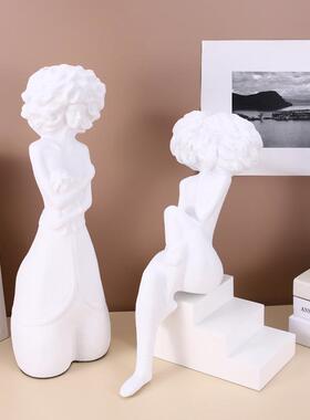 现代花季少女抽象人物雕塑摆件样板房售楼处装饰品玄关电视柜摆设