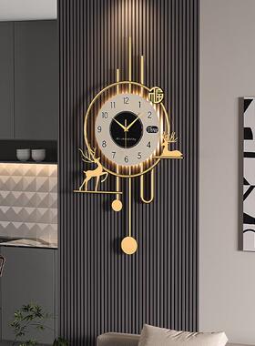 202静5客新创意轻奢高款档钟表挂钟现代简约大气厅音Fh($p^l^挂表