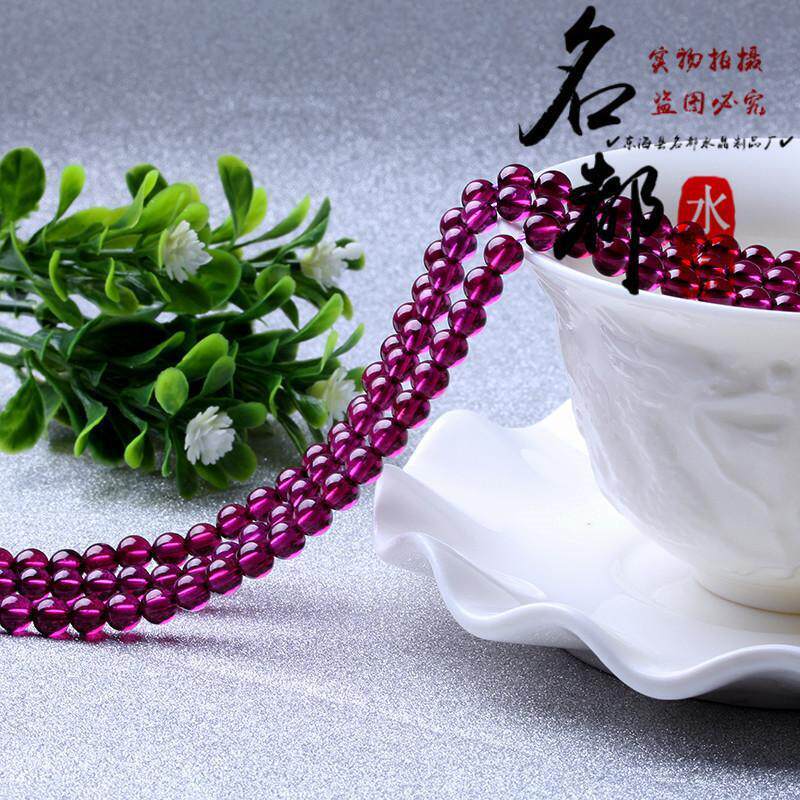 2026名都水晶 天然紫牙乌石榴石散珠 diy饰品配件 玫红紫牙乌圆珠