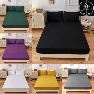 King Size bed sheets fitted sheet pillow cases 纯色床笠 枕套