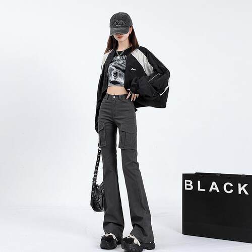 High waisted slightly flared jeans for women with multiple