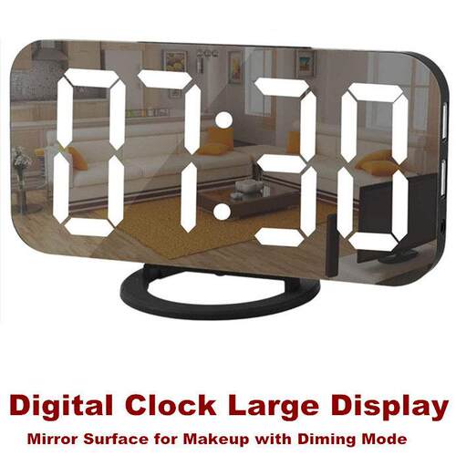 Digital Clock LED Electric Alarm Mirror Surface Makeup