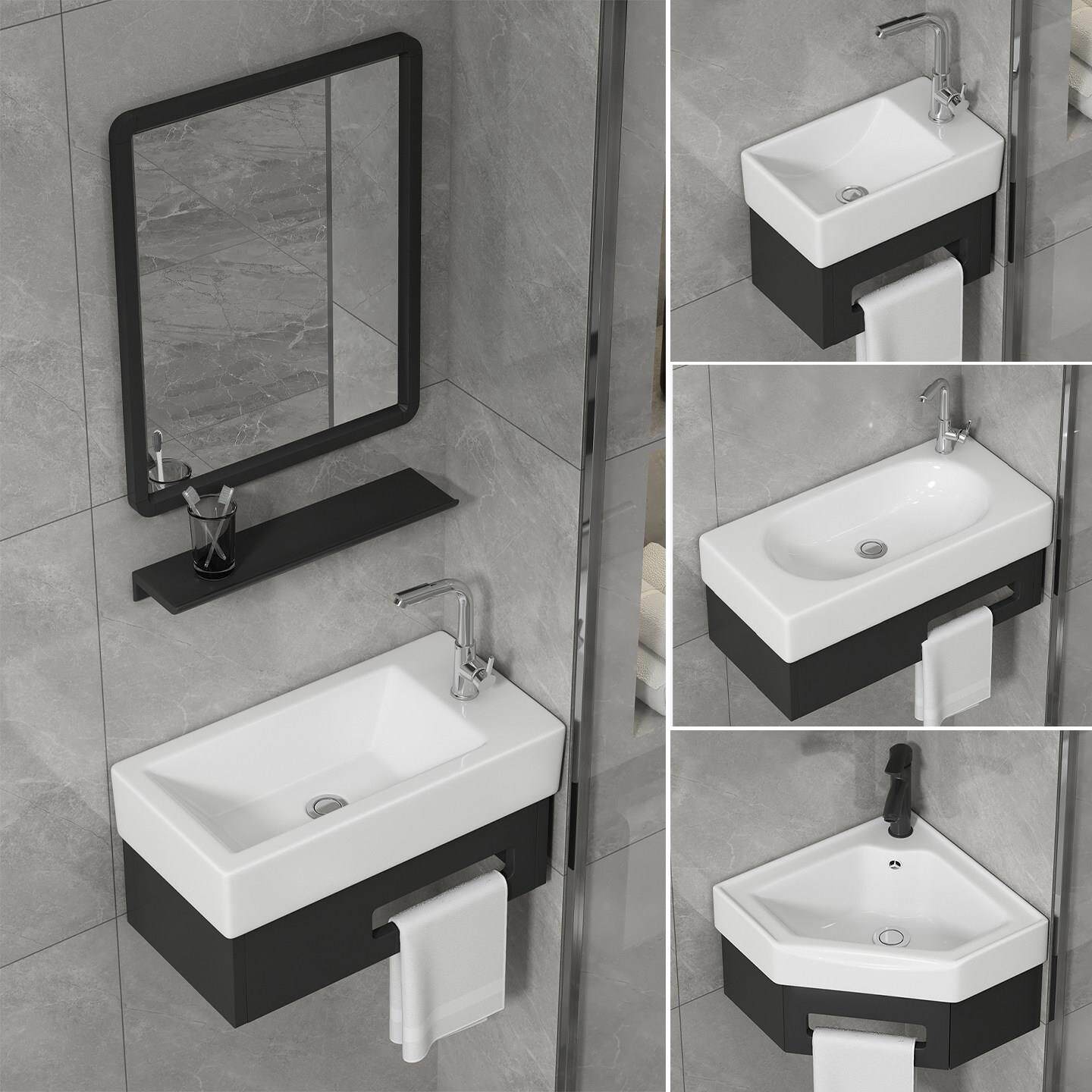 挂墙式三角形洗手盆卫生间墙角洗脸盆陶瓷一体阳台洗漱池超小尺寸