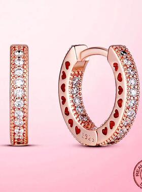 Classical 925 Silver Sparkling Circle Stud Earrings for Wome