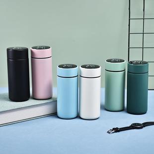 简约316不锈钢保温杯双层真空直身杯智能显温小巧口袋杯现货