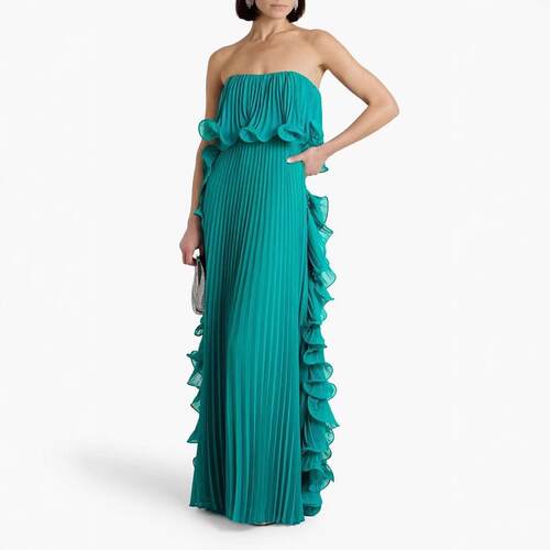 2026 Summer Women Ruched Tube Top Dress Flowy Swing A Line