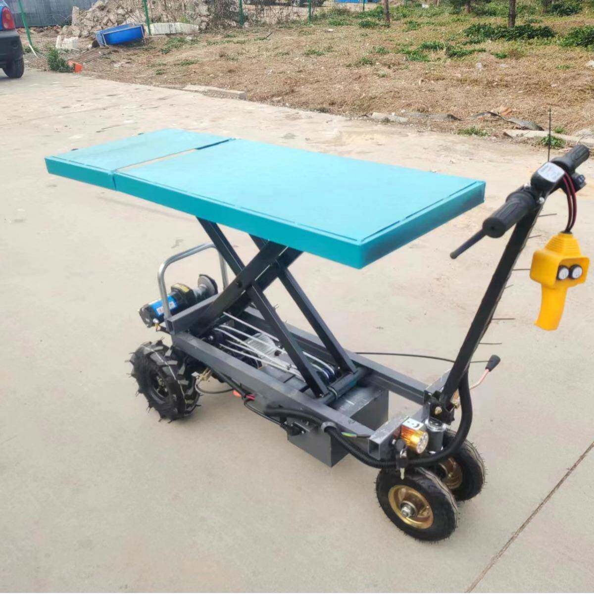 升降电动手推式平板车 三轮搬运拉砖自卸车 建筑工地砖头平板运输