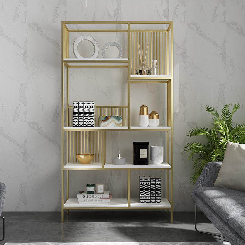 铁艺书架轻奢客厅隔断置物架创意书房办公室装饰展示架子落地多层