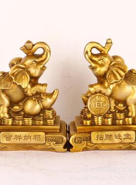 黄铜招米进宝吉像进福沙铸小像室内桌面工艺品摆件