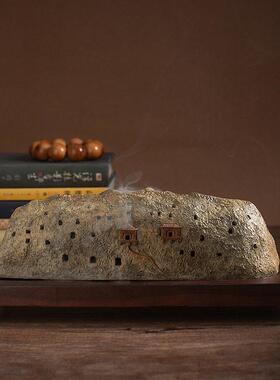 丝绸之路黄铜香薰炉敦煌莫高窟文创摆件书房工艺品茶道中式装饰品