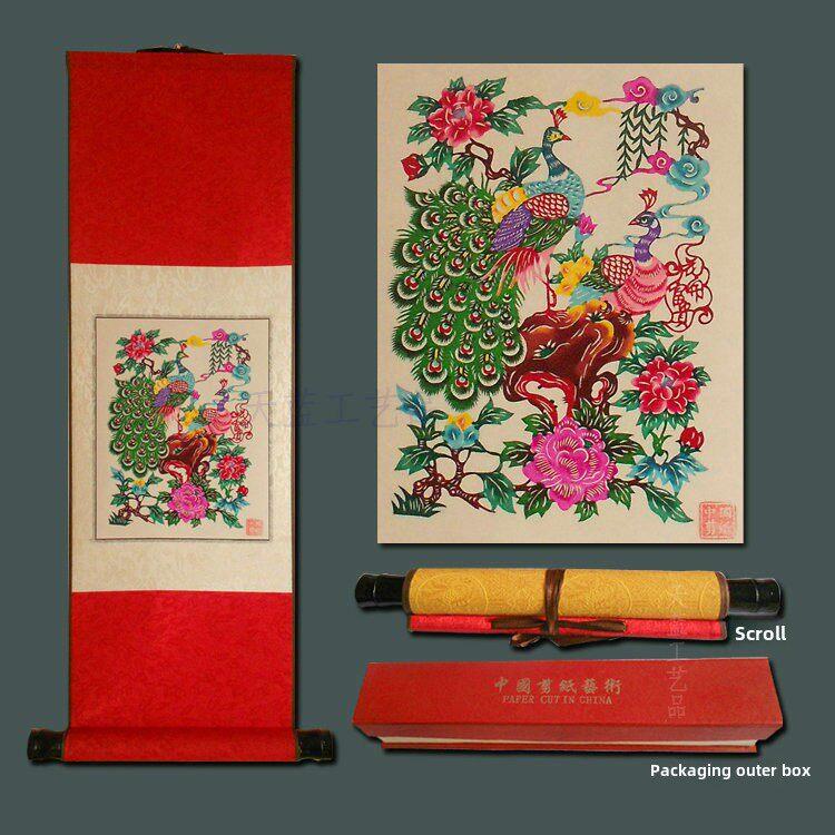 剪纸挂画装饰画中国特色礼品送老外中国风出国小礼物手工艺品