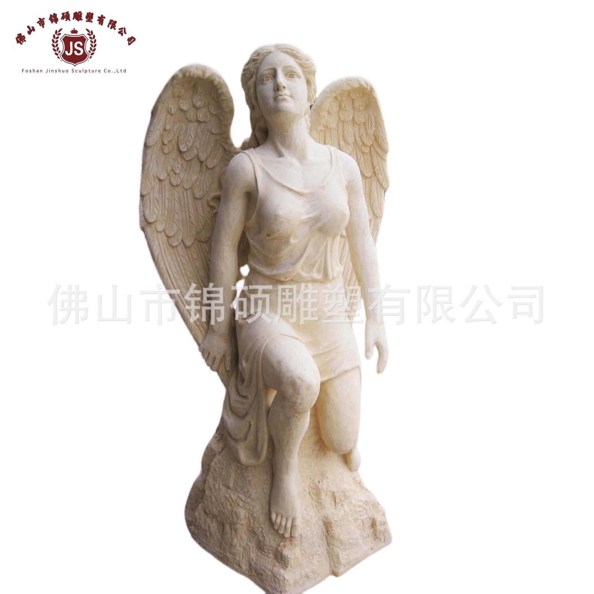 花园美女小天使景观砂岩雕塑 户外人物玻璃钢雕塑 庭院摆件工艺品