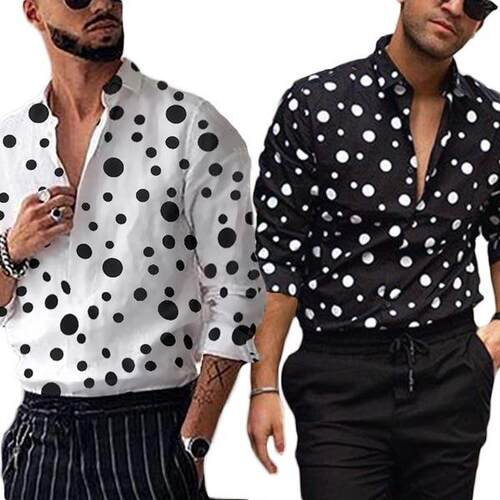 Men's polka dot printed long sleeved shirt