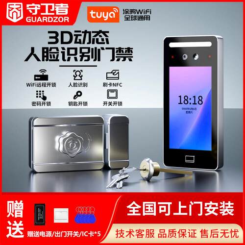 人脸识别智能锁面部老式庭院指纹密码4G户外防盗铁门农村出租门禁