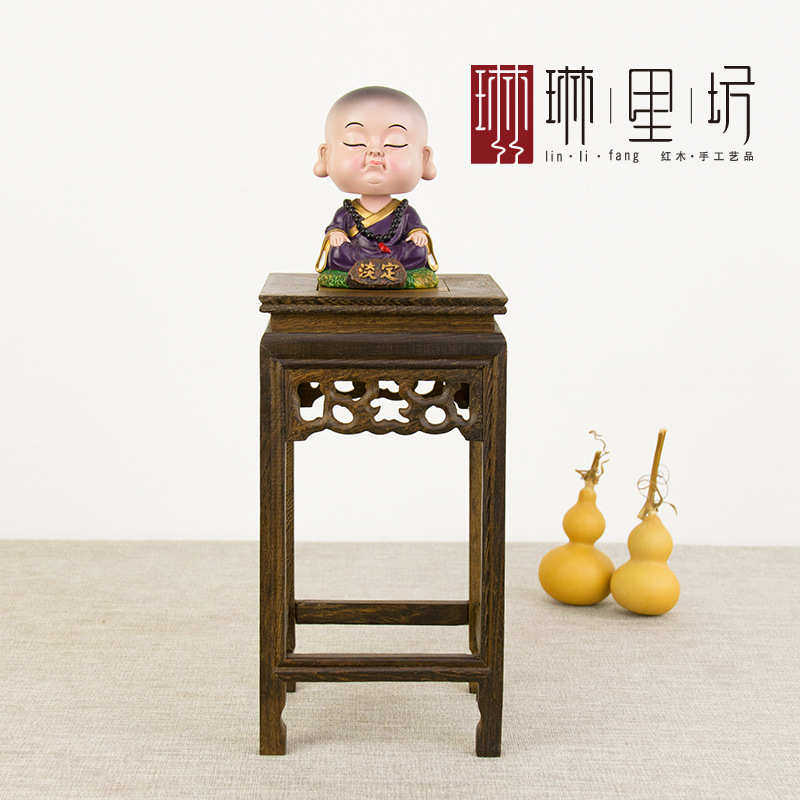 小架子花瓶花中式花架办公鸡翅小实木盆景家居架几摆件桌面花架木