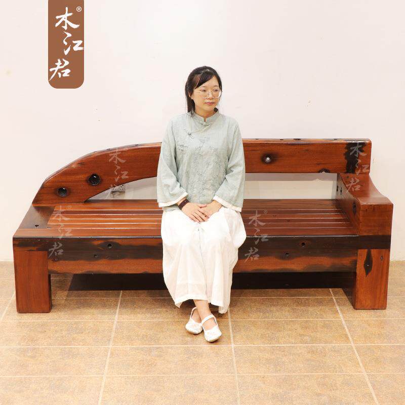 老船木贵妃椅懒人客厅休闲沙发实木贵妃榻休闲躺椅中式客厅沙发椅