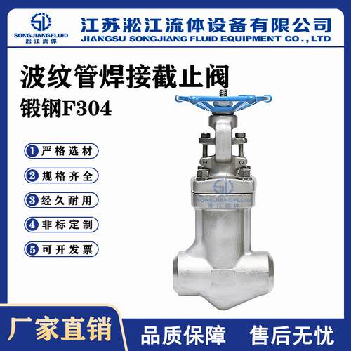 波纹管焊接截止阀WJ61W-800LB锻钢F304锅炉导热油高温高压截止阀