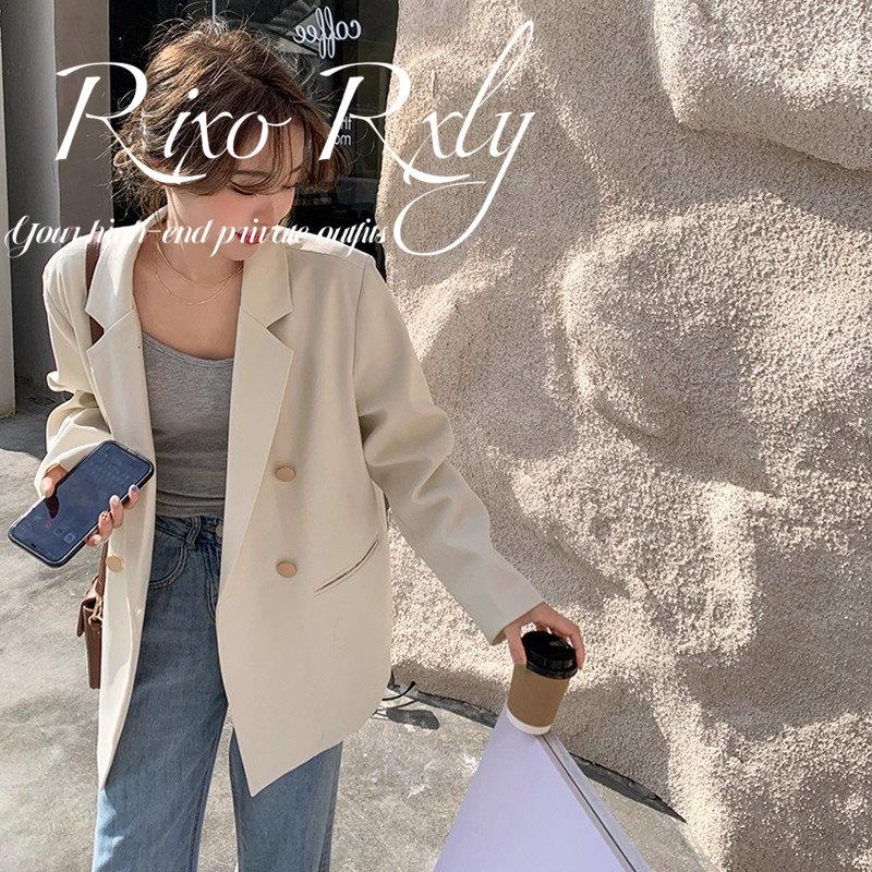 RIXO RXLY米白色西装外套女春秋小众设计感宽松休闲百搭西服上衣