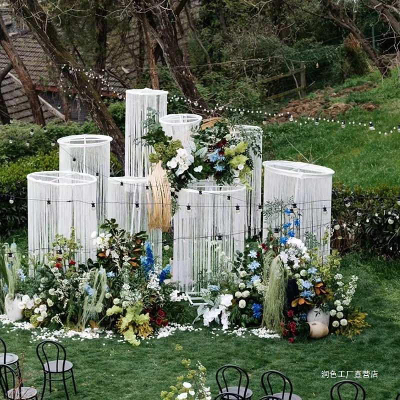 婚庆新款铁艺圆环路引架子舞台户外酒店婚礼装扮伸缩支架线帘道具