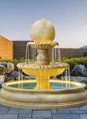 家家水美欧式球型流水喷泉摆件酒店客厅落地鱼池景观转运招财装饰