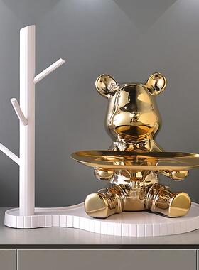 直销新款爱心熊玄关钥匙收纳摆件入户进门鞋柜家居装饰品高档轻奢