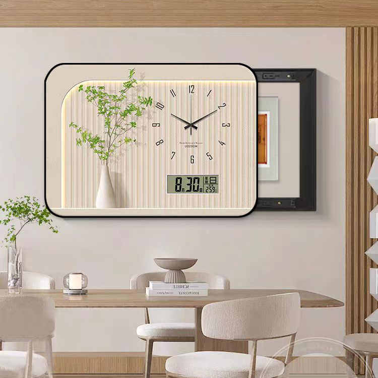 【包邮】【包邮】北欧绿植万年历电表箱装饰画带时钟遮挡配电箱盖