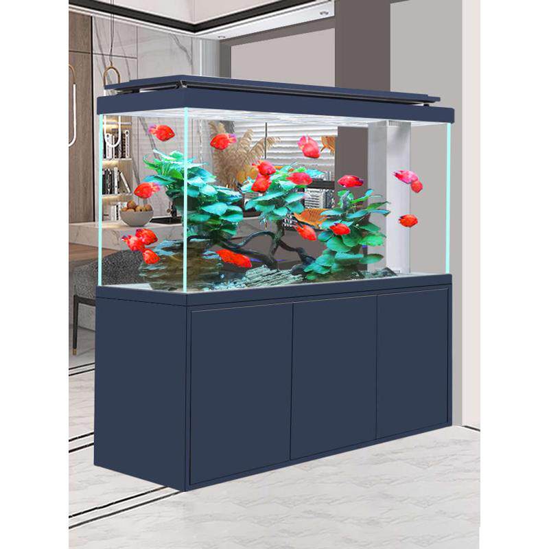cs鱼缸客厅大型落地家用水族箱直角溢流双底滤玄关柜屏风隔断电视