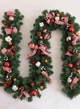 UCHI圣诞藤条2装.7N米蝴蝶结藤条苏格兰饰窗酒店橱装饰品YLY摆件