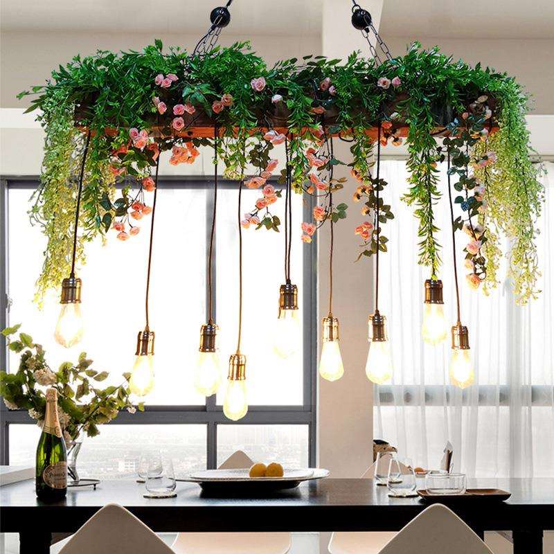 工业风植物绿植吊灯吊灯餐吧酒绿植装饰灯卡座橱木窗服馆船装店复