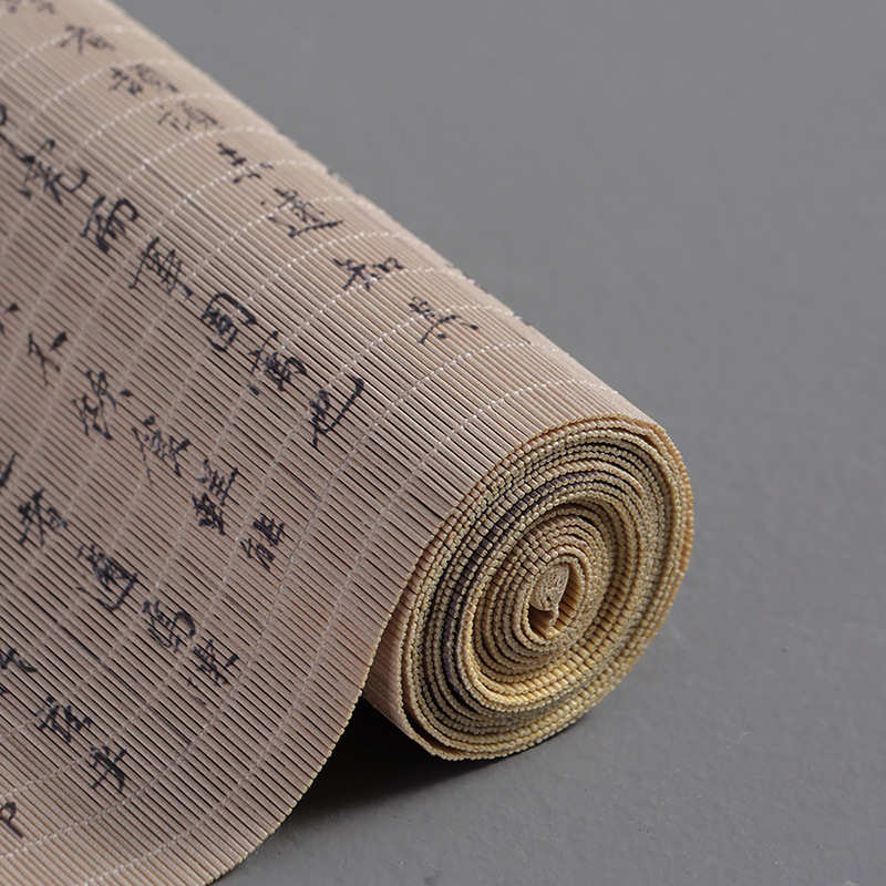 竹编茶席防水竹席茶帘中式国风印花禅意桌旗餐具隔热杯垫茶道配件