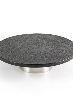 平高果脚圆形面蛋点心展示糕盘摆件酒店KLA会所水盘收纳托盘软装