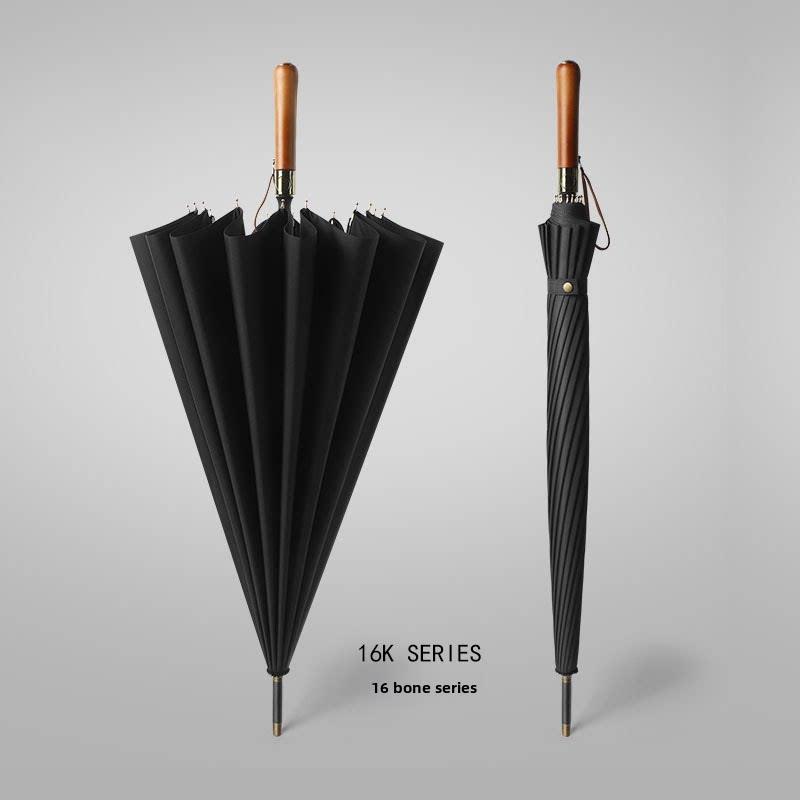 16骨长柄伞强化加厚强力大抗风直杆暴雨专用双直柄自动大伞