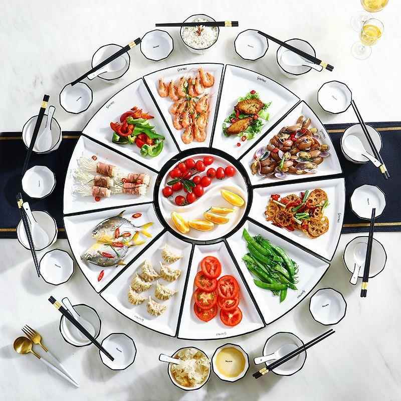 拼盘餐具组合家创意瓷陶盘年子家用夜饭庭聚餐盘大号过年聚XYIQIQ